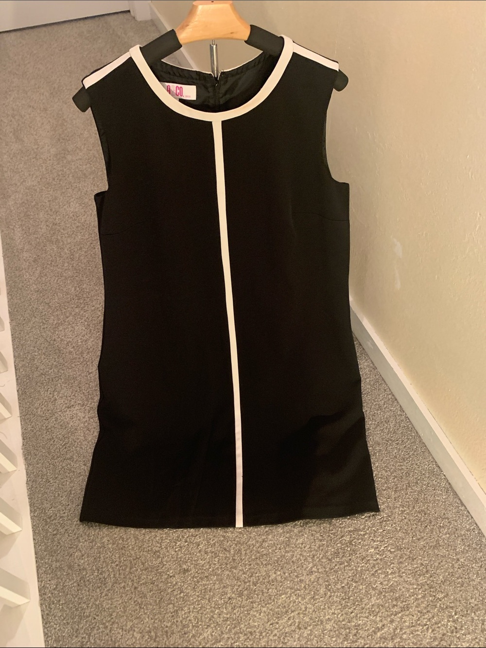 Classic Black Sheath Dress with White Trim